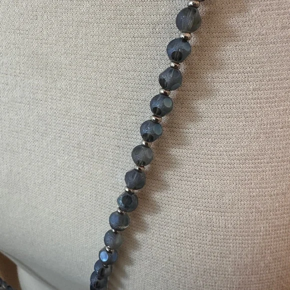 Elegant silver and Blue beads Layered convertible and adjustable Necklace. - Picture 5 of 11